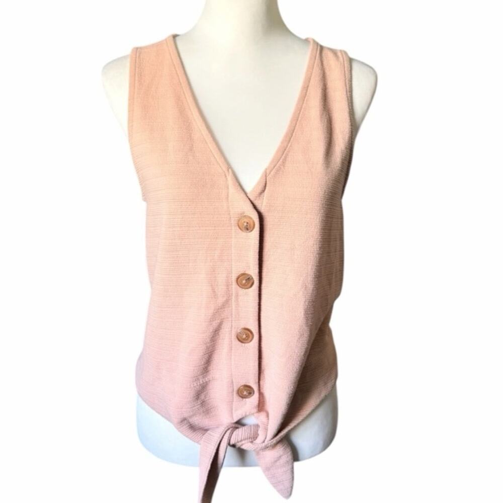 J. Crew Blush Tan Pink Button-Front Tie Front Small